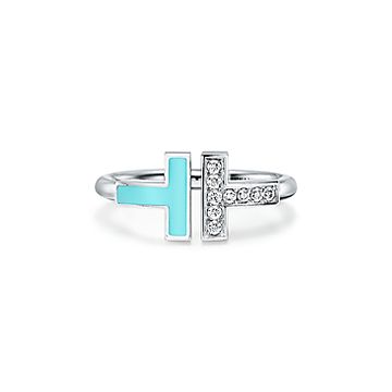 2個まとめてTiffany リング　ティファニーTワイヤーリング指輪