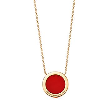 ティファニー T ダイヤモンド＆カーネリアン サークル ペンダント 18K 