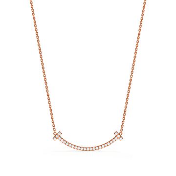 ティファニー T ミディアム スマイル ペンダント ダイヤモンド ローズ  