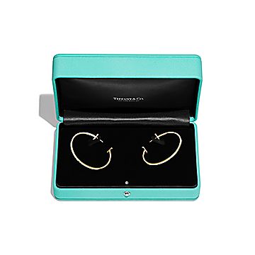 ティファニー T ワイヤー フープ ピアス18K イエローゴールド  