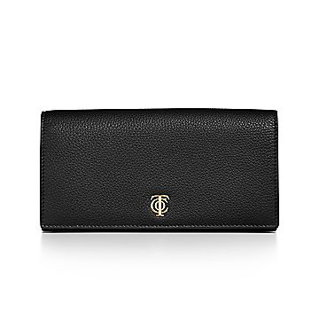T&co. Flap Continental Wallet in Black Leather