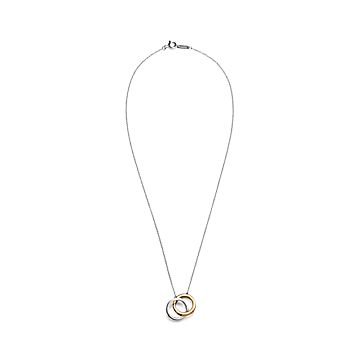 Tiffany & Co Diamond 18k White Rose Gold Interlocking Circles Pendant  Necklace | eBay