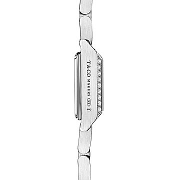 Tiffany 1837 Makers 16 mm Square Watch in Stainless Steel with a