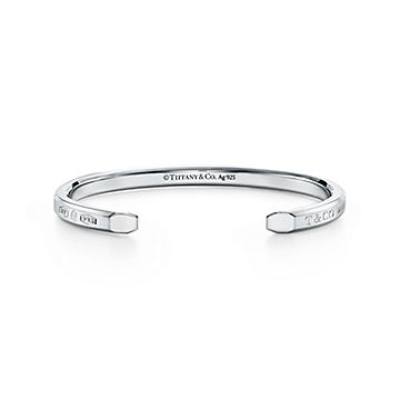 Return to Tiffany® narrow cuff in sterling silver with diamonds, large.