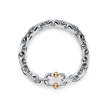 Tiffany 1837® Makers Wide Chain Bracelet in Sterling Silver and 18k Gold