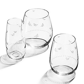 Tiffany Home Essentials Stemless Red Wine Glasses in Crystal Glass, Set of  Two