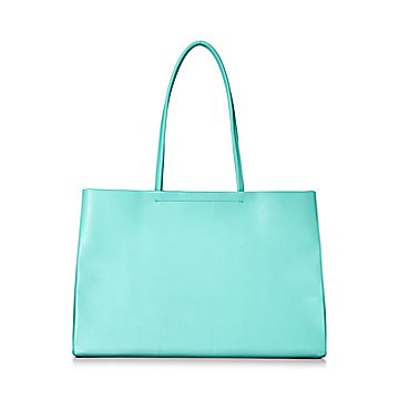Tiffany Co Large Shopping Tote In Tiffany Blue Leather Tiffany Co