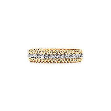 MIB 100%AUTH Tiffany & Co. Schlumberger Rope Two-row Diamond Ring US Size 5