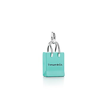 Tiffany & Co Enamel Shopping Bag Necklace Charm Pendant Gift Pouch