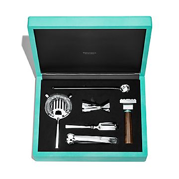 Tiffany Facets Bar Tool Boxed Set in Wood and Brass with