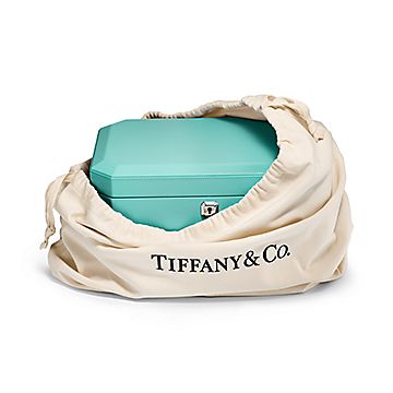Tiffany Facets Small Jewelry Box in Tiffany Blue Leather, Size: 3.2 in.
