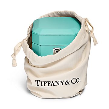 Tiffany Facets Tall Jewelry Box in Tiffany Blue Leather