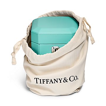 Tiffany Facets Tall Jewelry Box in Tiffany Blue Leather, Size: 6.9 in.