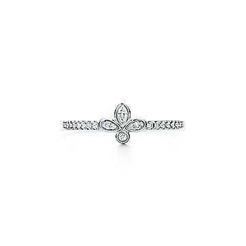 Tiffany Fleur De Lis Band Ring In Platinum With Diamonds Extra