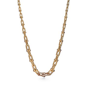 Tiffany HardWear Graduated Link Necklace in Yellow Gold with Pavé