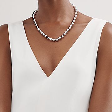 Tiffany and co ball chain outlet necklace