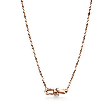 Tiffany HardWear Double Link Pendant in Rose Gold with Diamonds