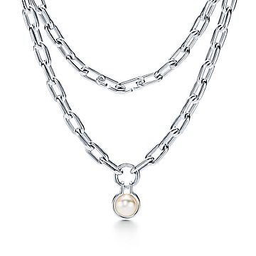 Tiffany and co silver pearl necklace sale