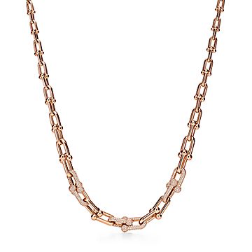 Tiffany HardWear graduated link necklace in 18k rose gold with 