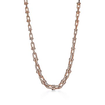 Tiffany HardWear Graduated Link Necklace in Rose Gold with Tiffany HardWear Graduated Link Necklace in Rose Gold with