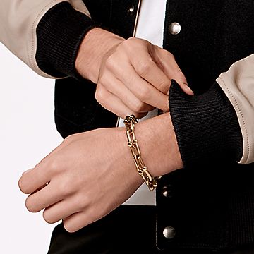 Tiffany Hardwear Small Link Bracelet in Rose Gold, Size: Large