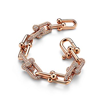 Tiffany hardwear link bracelet in 18k rose gold with diamonds clearance