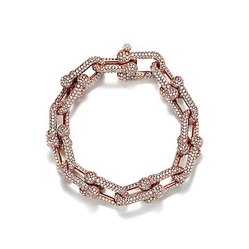 Tiffany HardWear Large Link Bracelet in Rose Gold with Pavé