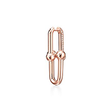Tiffany HardWear Large Link Earrings in Rose Gold with Pavé 