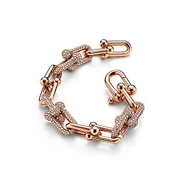Large Link Charm Bracelet Gold with Pink - CA Jewellery