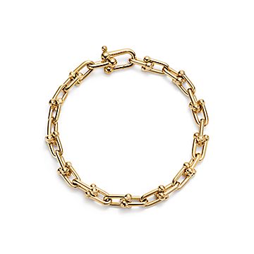 Tiffany Hardwear Large Link Bracelet in Yellow Gold with Diamonds, Size: Small