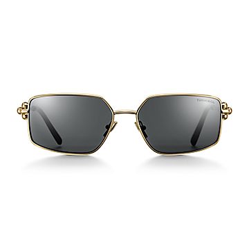 Tiffany HardWear Sunglasses in Pale Gold-colored Metal with Dark
