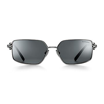 Tiffany HardWear Sunglasses in Dark Gray Metal with Gray Lenses