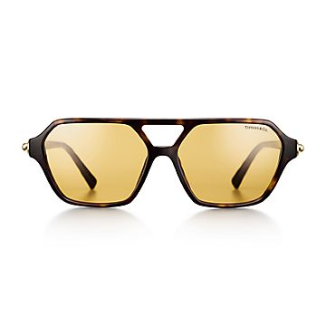Tiffany HardWear Sunglasses in Tortoise Acetate with Yellow Lenses