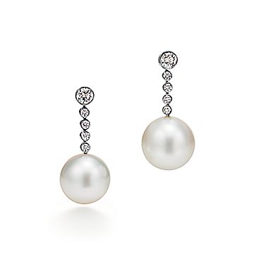 Boucles D'oreilles En Or Blanc 18K Avec Perles Australiennes Des Mers Du Sud 14,7mm – Certificat Inclus – Neuf Avec étiquettes