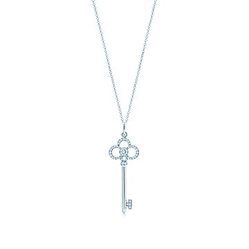 Tiffany Keys crown key in platinum with pavé diamonds.