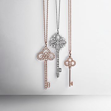 Tiffany Keys Crown Key in Rose Gold with Diamonds, 1.5