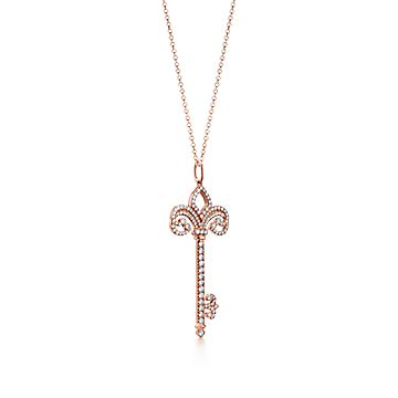 Tiffany Keys fleur de lis key pendant in 18k rose gold with