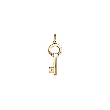 Tiffany Keys modern keys open round key pendant in 18k white gold with  diamonds.