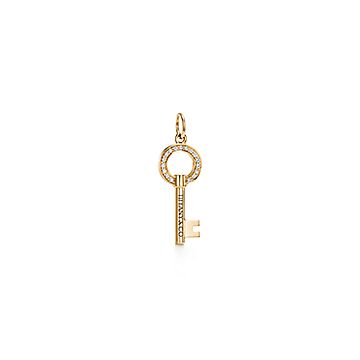 Tiffany Keys modern keys open round key pendant in 18k gold with