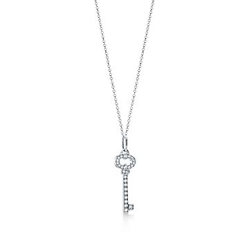 Tiffany Keys Vintage Oval Key In 18k White Gold With Diamonds Mini Tiffany Co