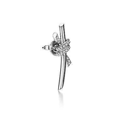 Tiffany Knot Earrings in White Gold with Diamonds Tiffany Co