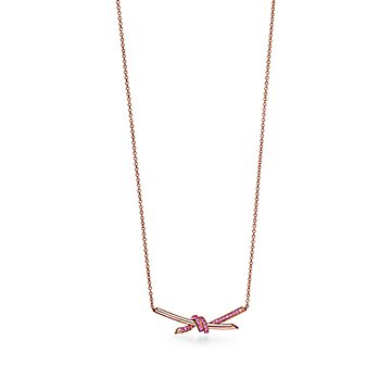 Tiffany Knot Pendant in Rose Gold with Pink Sapphires | Tiffany 