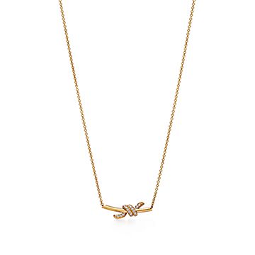 ♥Tiffany & Co.♥ノット スモール ペンダント Tiffany Knot Small Pendant in Yellow Gold with Diamonds