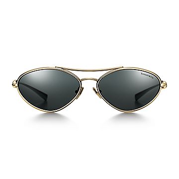 Tiffany Knot Sunglasses in Pale Gold-colored Metal with Dark Gray