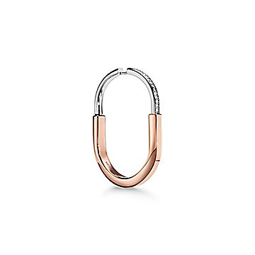 Tiffany Lock Pendant in Rose and White Gold with Diamonds, Extra