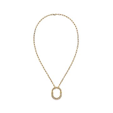 Engraved Axis T Lock Necklace with Diamonds- Gold Vermeil - Oak & Luna