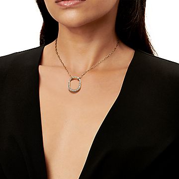 Diamond Tiffany & Co. Platinum Circle Lock Key pendant Necklace Chain And  Box | eBay