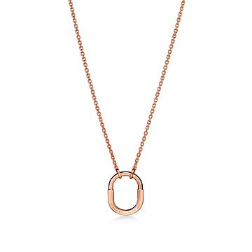 Tiffany Lock Small Pendant in Rose Gold with Diamonds Tiffany