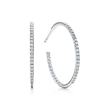 Elsa Peretti Diamond Hoop earrings in 18k gold with diamonds medium   Tiffany  Co