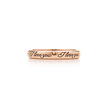 Tiffany Notes I Love You Band Ring In 18k Rose Gold 3 Mm Wide Tiffany Co